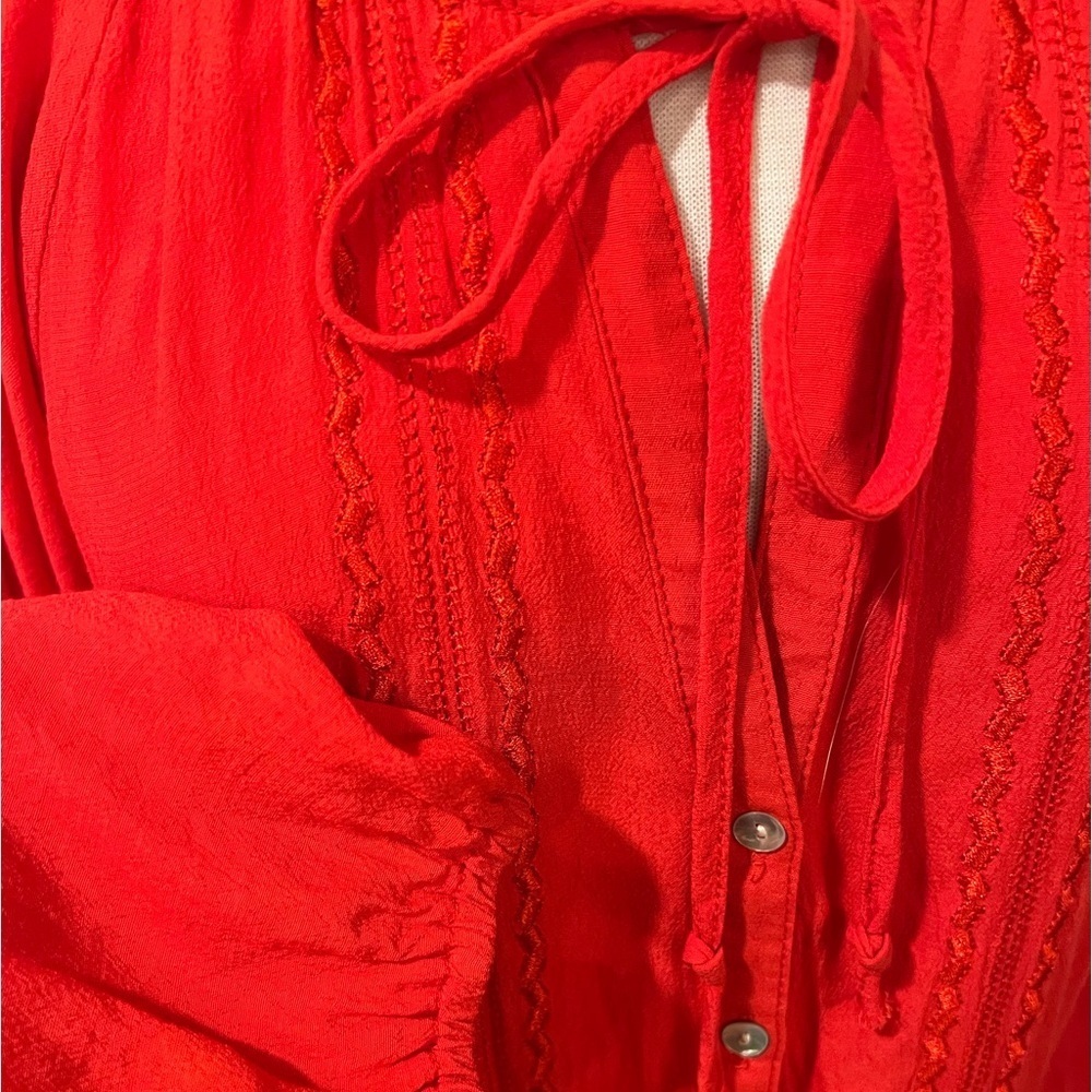 SUNDAY IN BROOKLYN Red Tiered Boho Peasant Dress Size Large - Picture 3 of 9